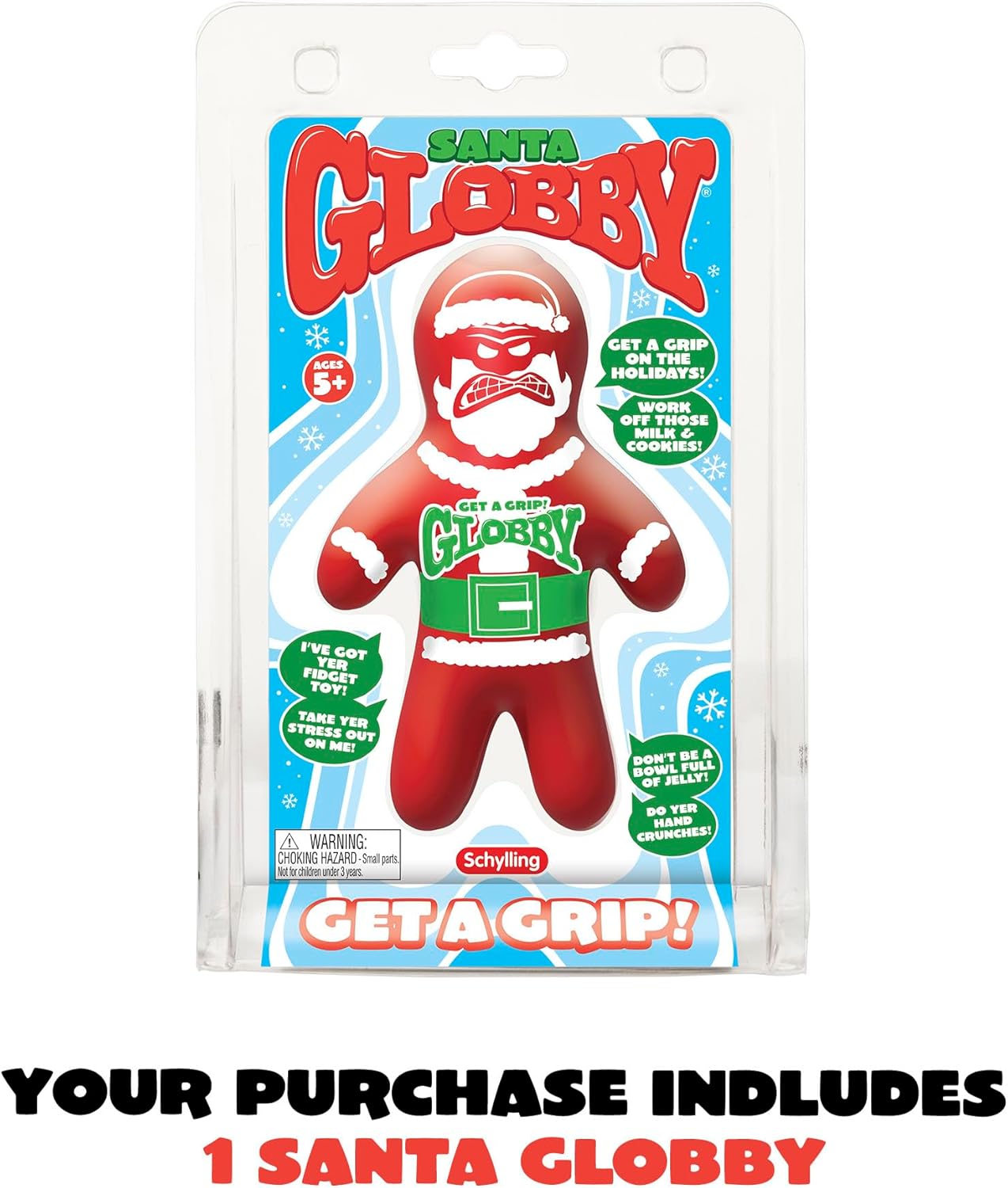Schylling Santa Globby - Sensory Toy with a Tough Squish - Get a Grip with a Santa-Themed Squeeze - Ages 3 and Up - One Santa - Image 2