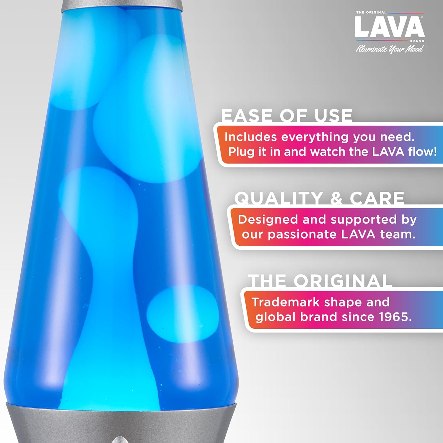 Lava The Original Lamp - 14.5 Gray Stratosphere ?C Retro Rocket Liquid Motion Lamp - White and Blue Liquid - Item #2390 (Amazon Exclusive) - Image 2